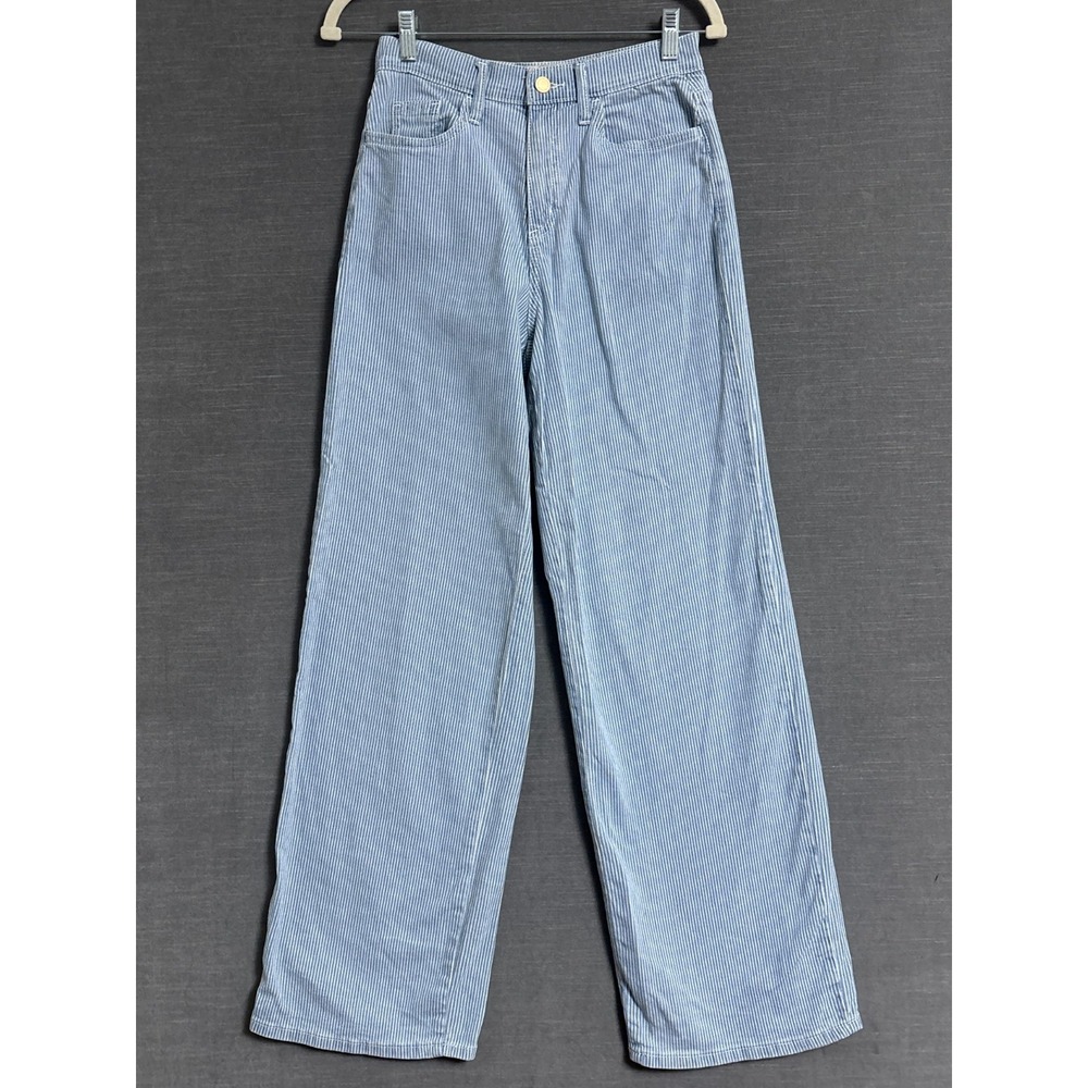 Universal Thread Jeans 2 R Blue Hickory Stripe Relaxed Wide Leg Cotton Stretch